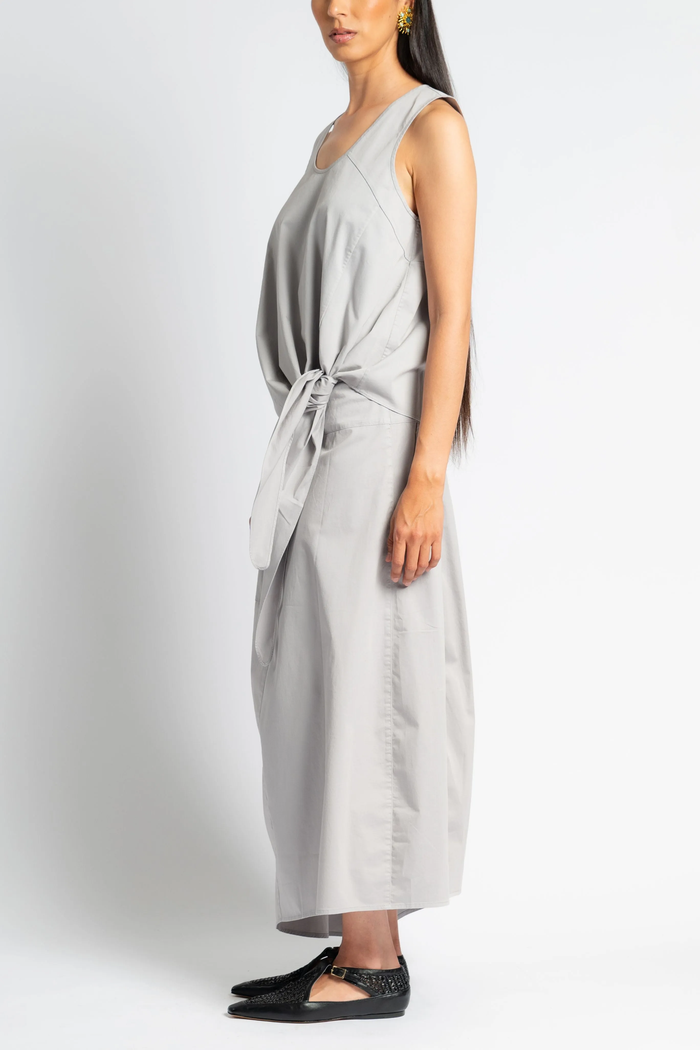 ChafeFreeEdging HighElasticity Thread Garment Dyed Silky Cotton Tie Front Top