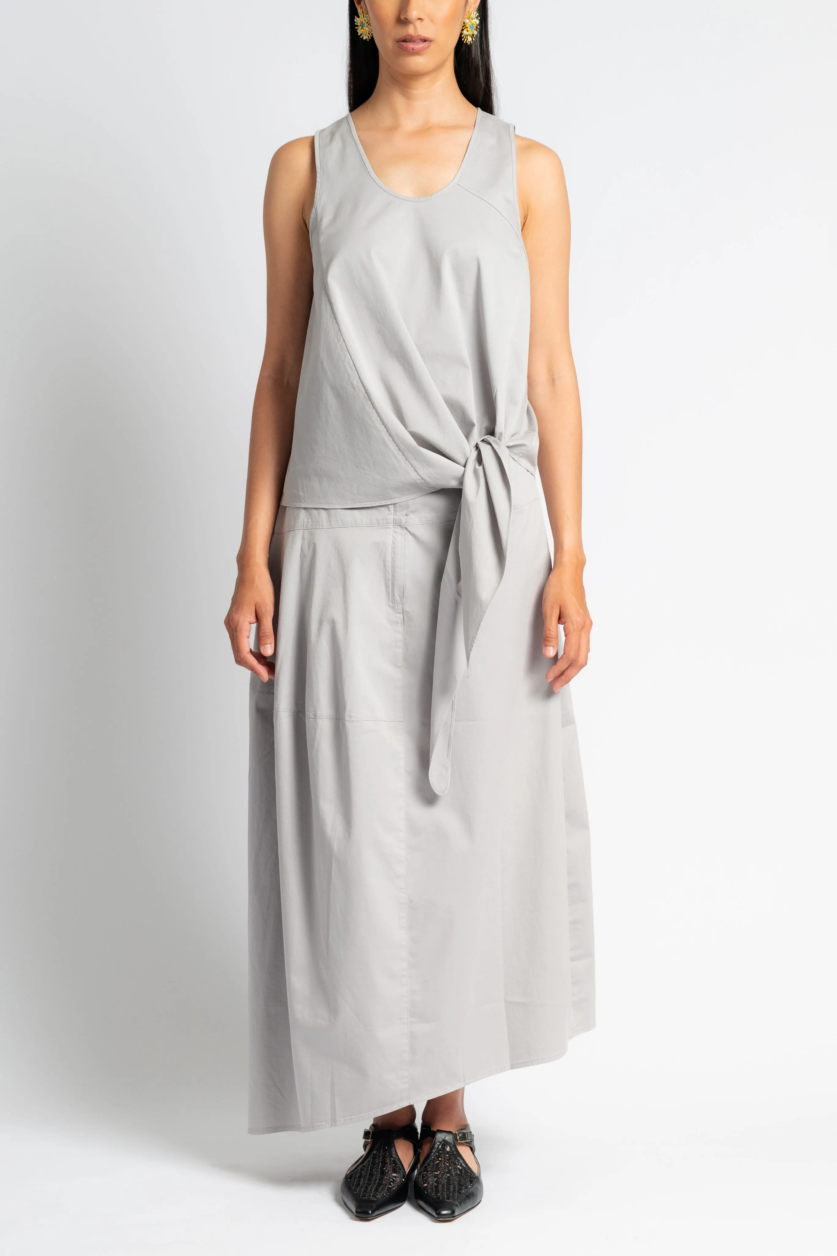 Garment Dyed Silky Cotton Tie Front Top NonRestrictiveCut