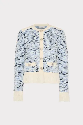 Neutral palette Textured Fringe Trim Cardigan