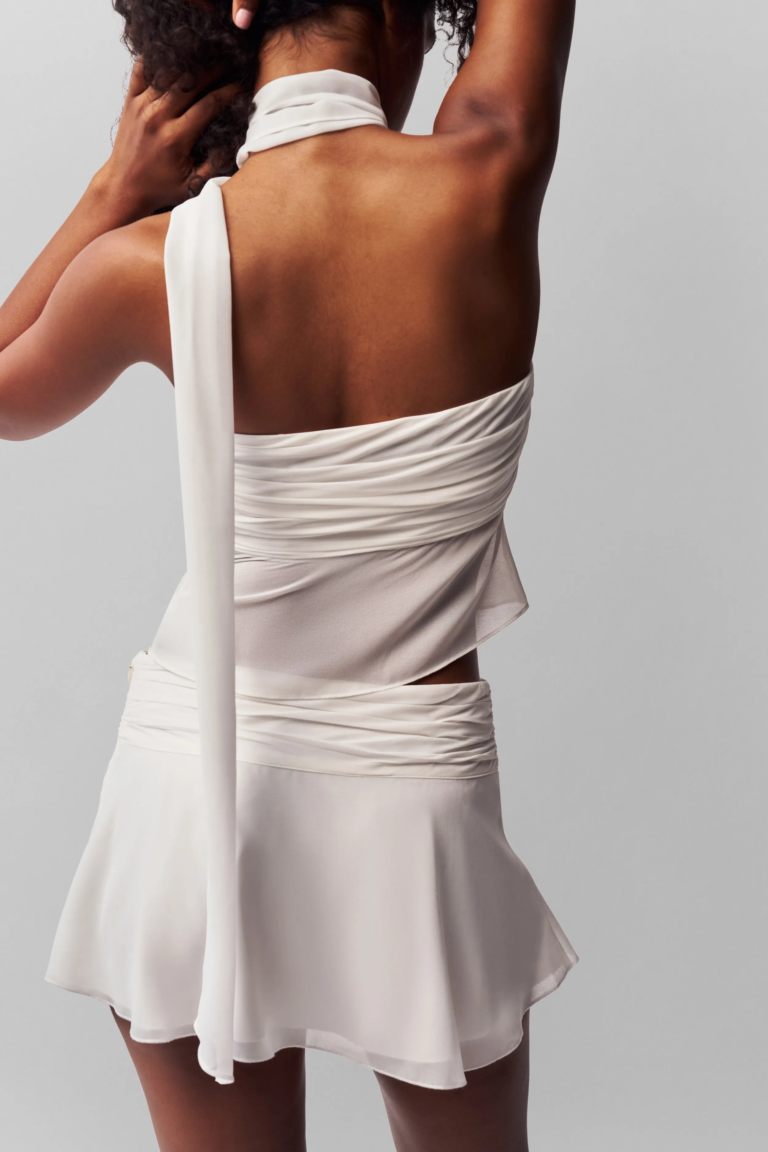 Chiffon Wrap Around Top Flexible Shoulder Gusset Wide Shoulder Cut