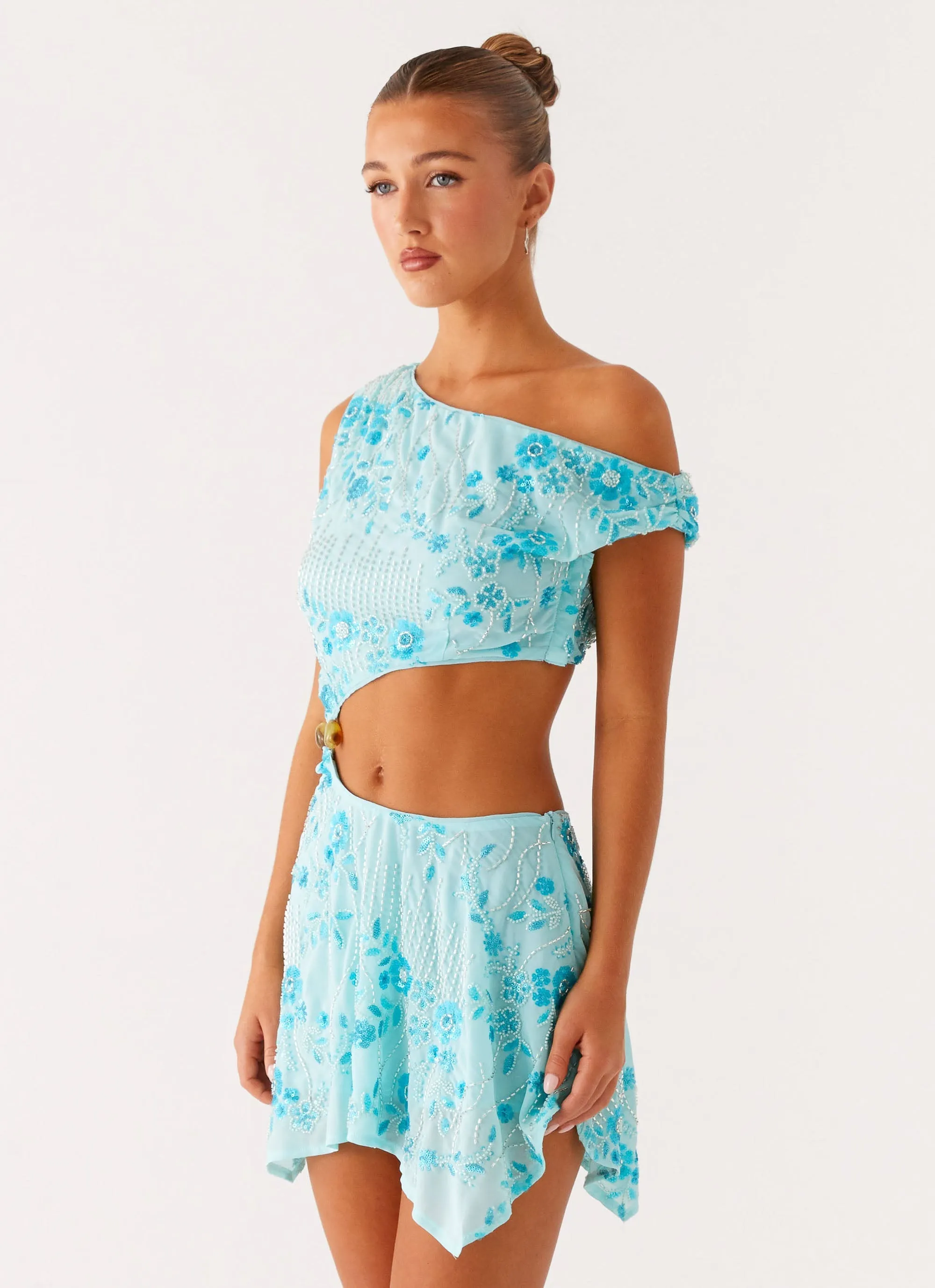 Collar Accent Standout Feature Aletta Sequin Mini Dress - Blue