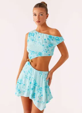 Elegant Fabric Texture Soft Aletta Sequin Mini Dress - Blue