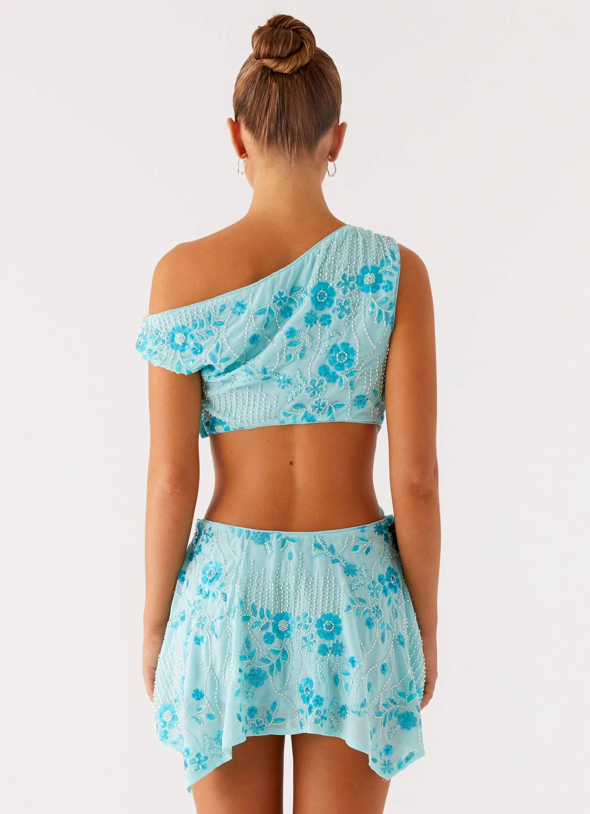 Aletta Sequin Mini Dress - Blue Summer Outfit Tiered Design