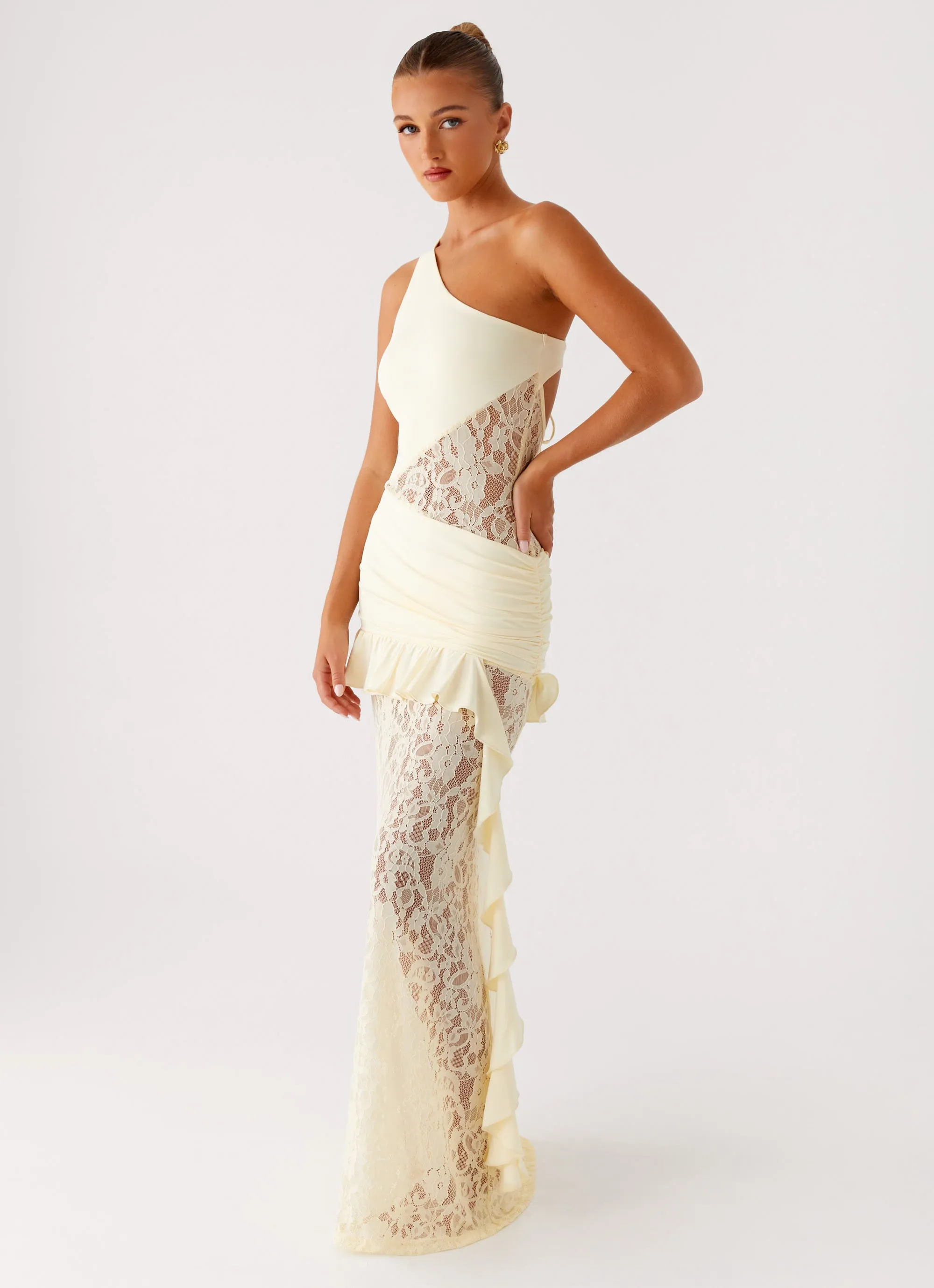 Cap-Sleeve Subtle Fit Benita Maxi Dress - Yellow