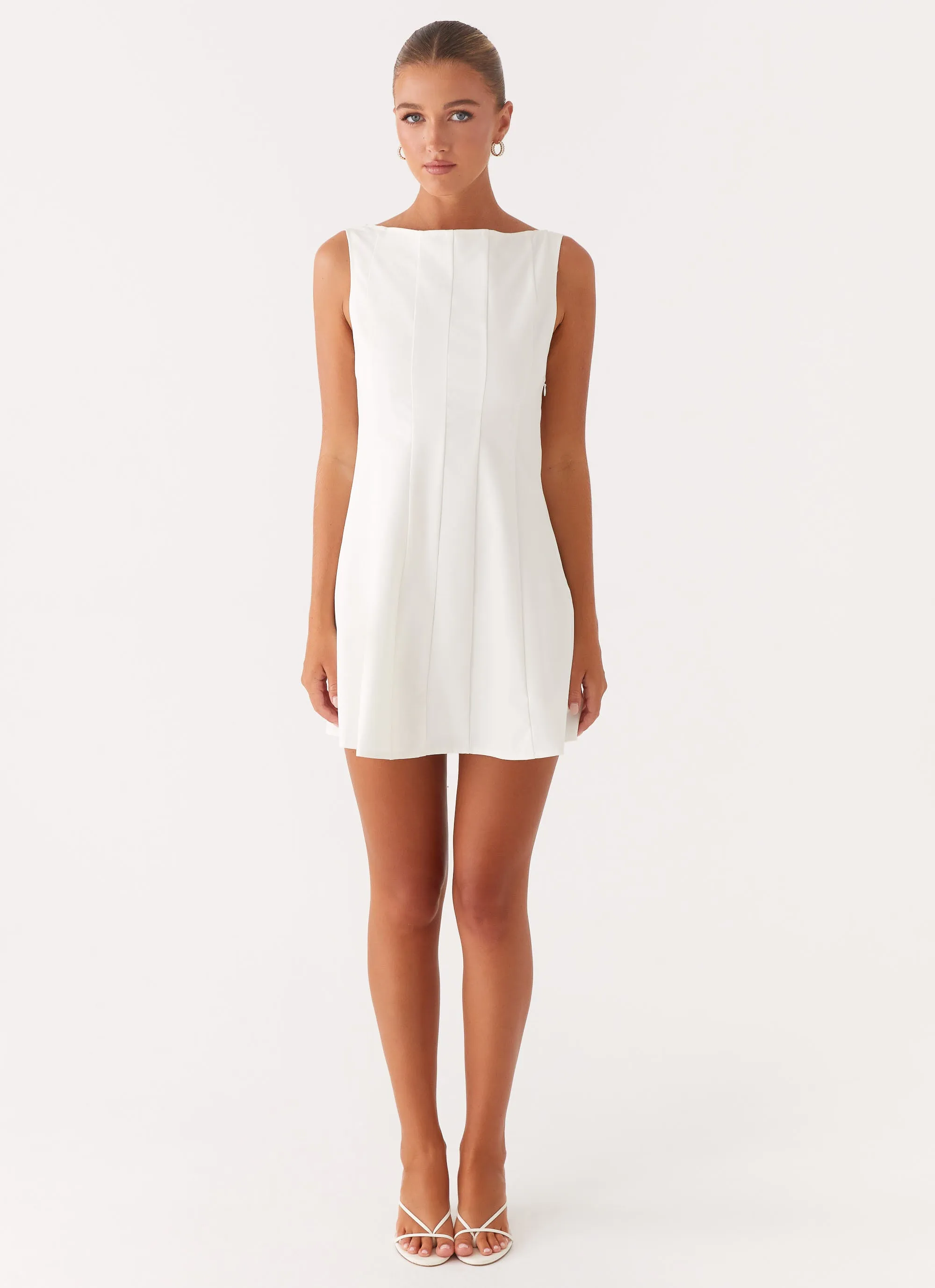 Polished Style raw hem Emelie Mini Dress - White