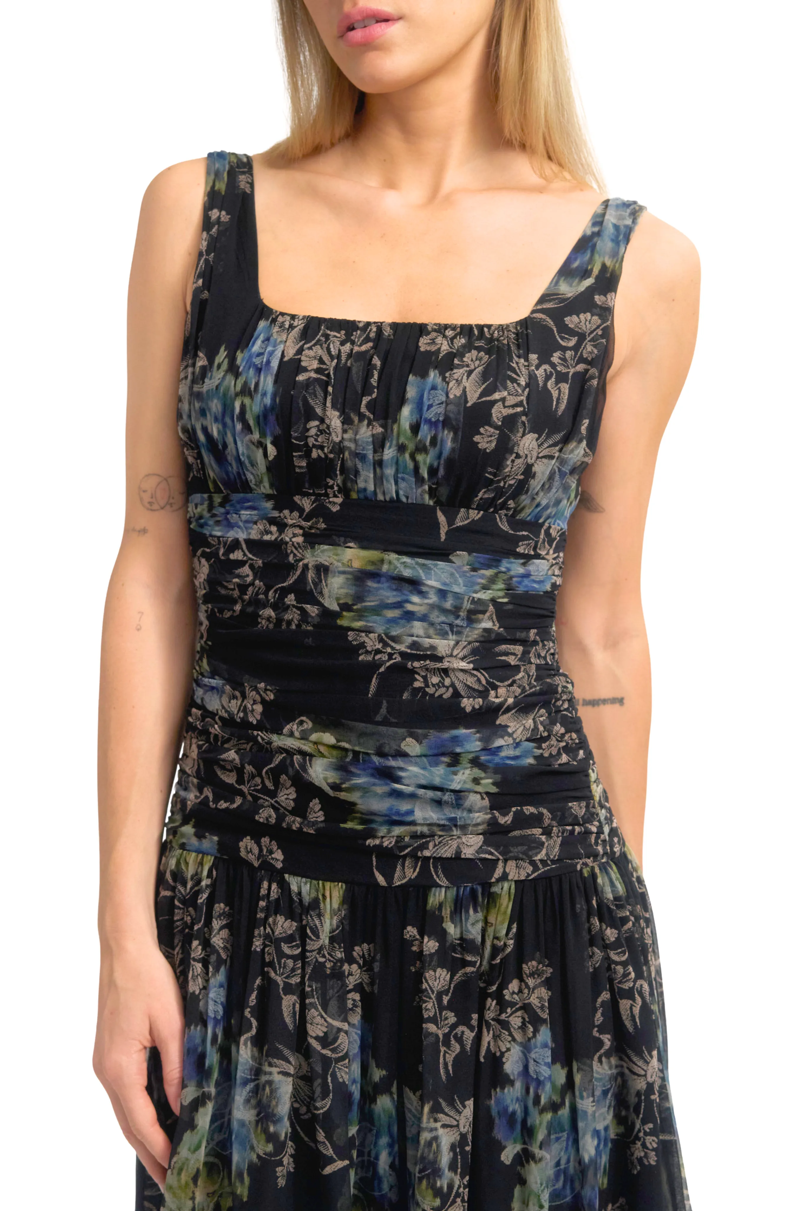 Shirred Dress Back-Pocket