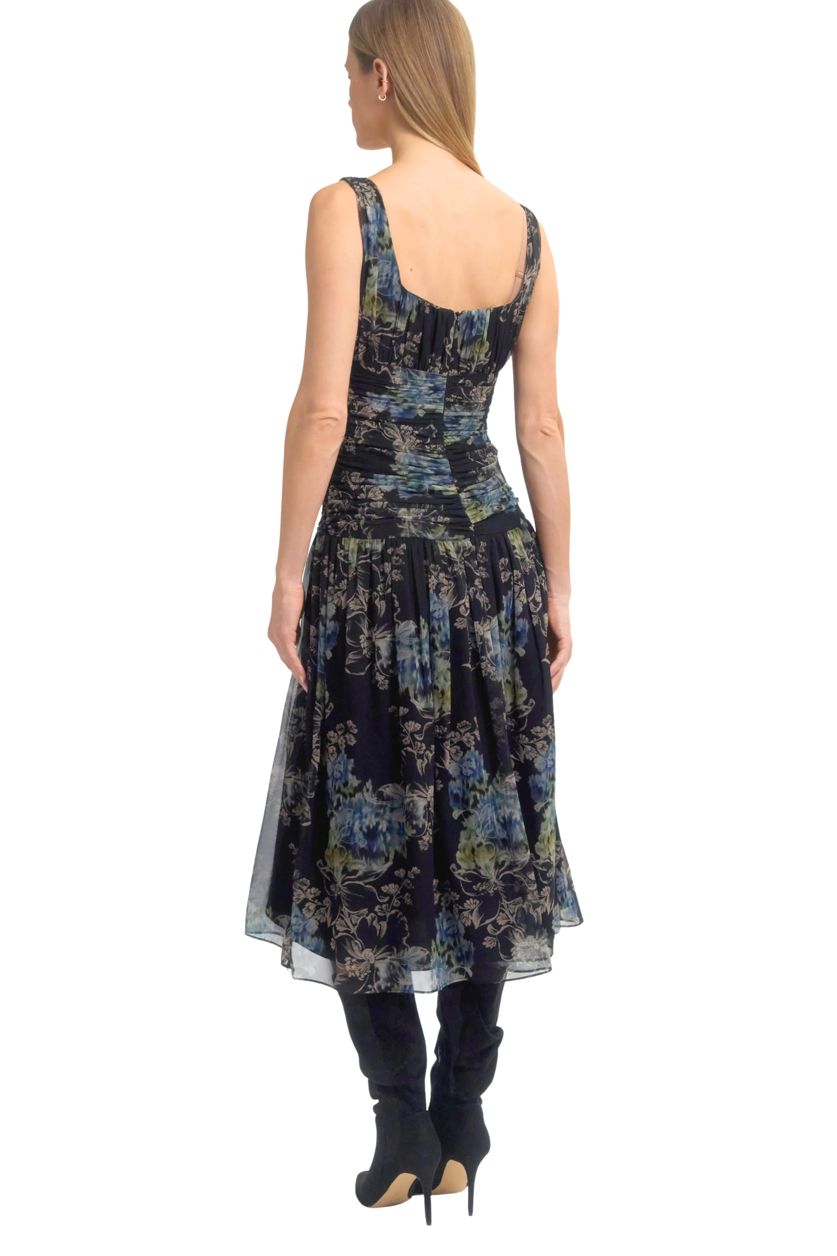 Neutral Aesthetic Shirred Dress