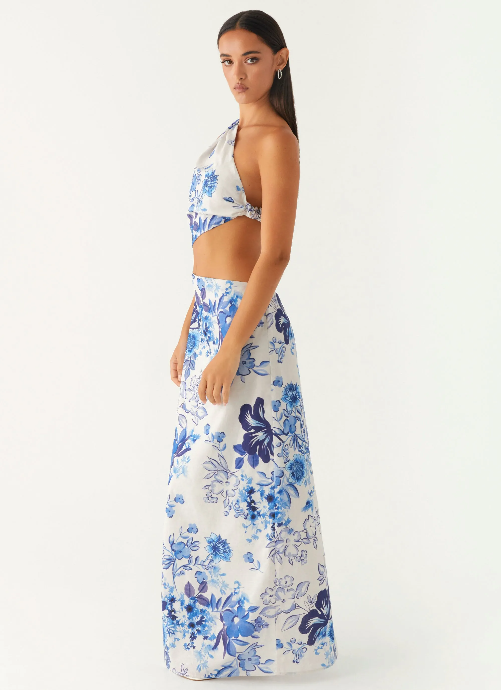 Neutral Finish All Summer Long Maxi Dress - Serene Sky Floral