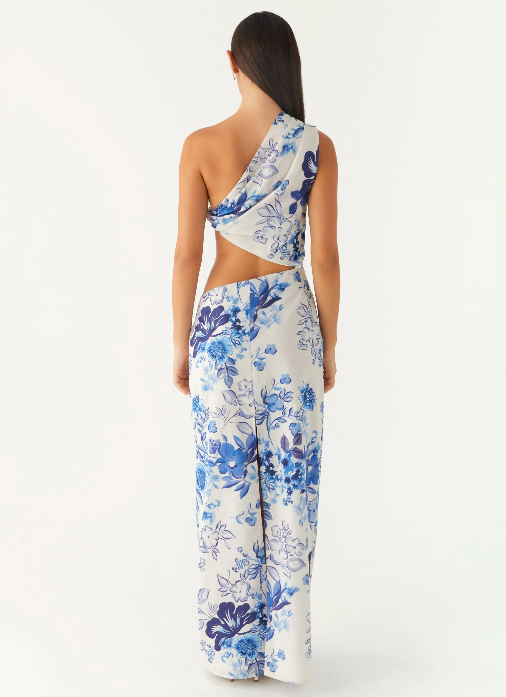 All Summer Long Maxi Dress - Serene Sky Floral Drawstring-Closure All Daywear