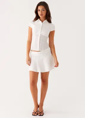 Devoted Mini Skirt - White Smart Comfort Elegant Texture