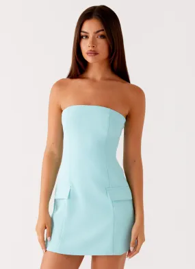 Allora Strapless Mini Dress - Turquoise Chic Appeal