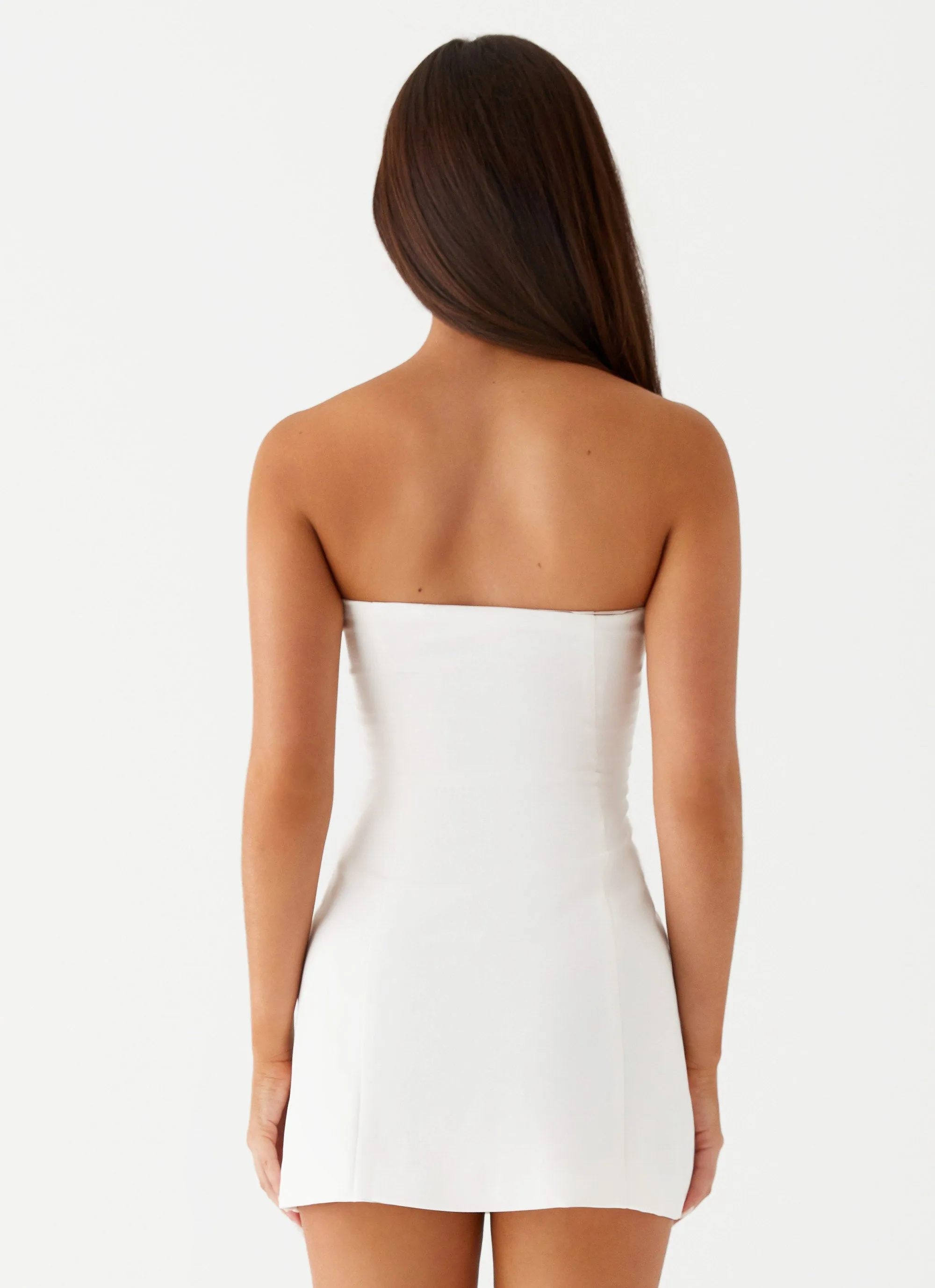 Allora Strapless Mini Dress - White Matte Texture