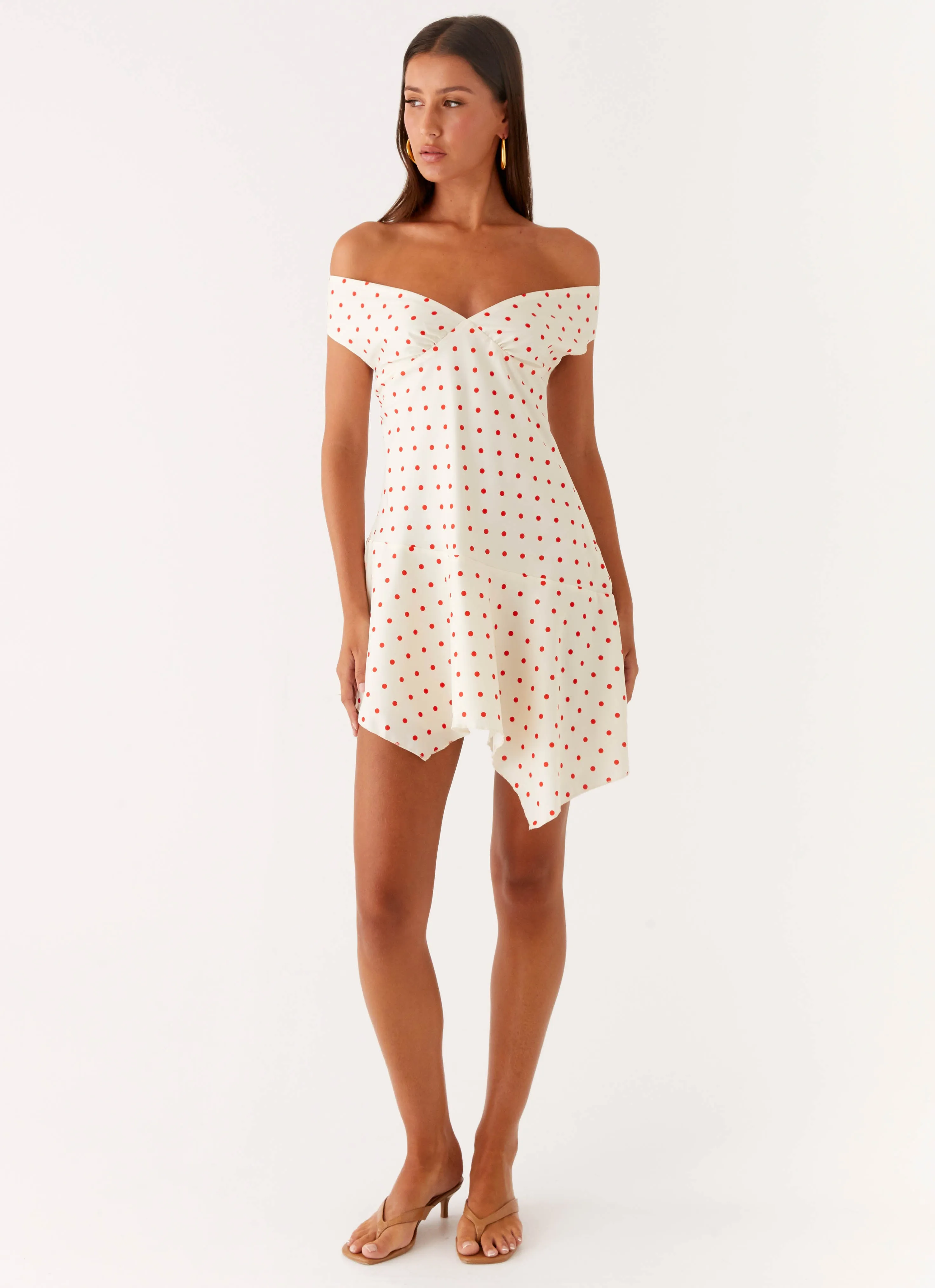 Feminine Movement Alma Mini Dress - White Red Polka Dot