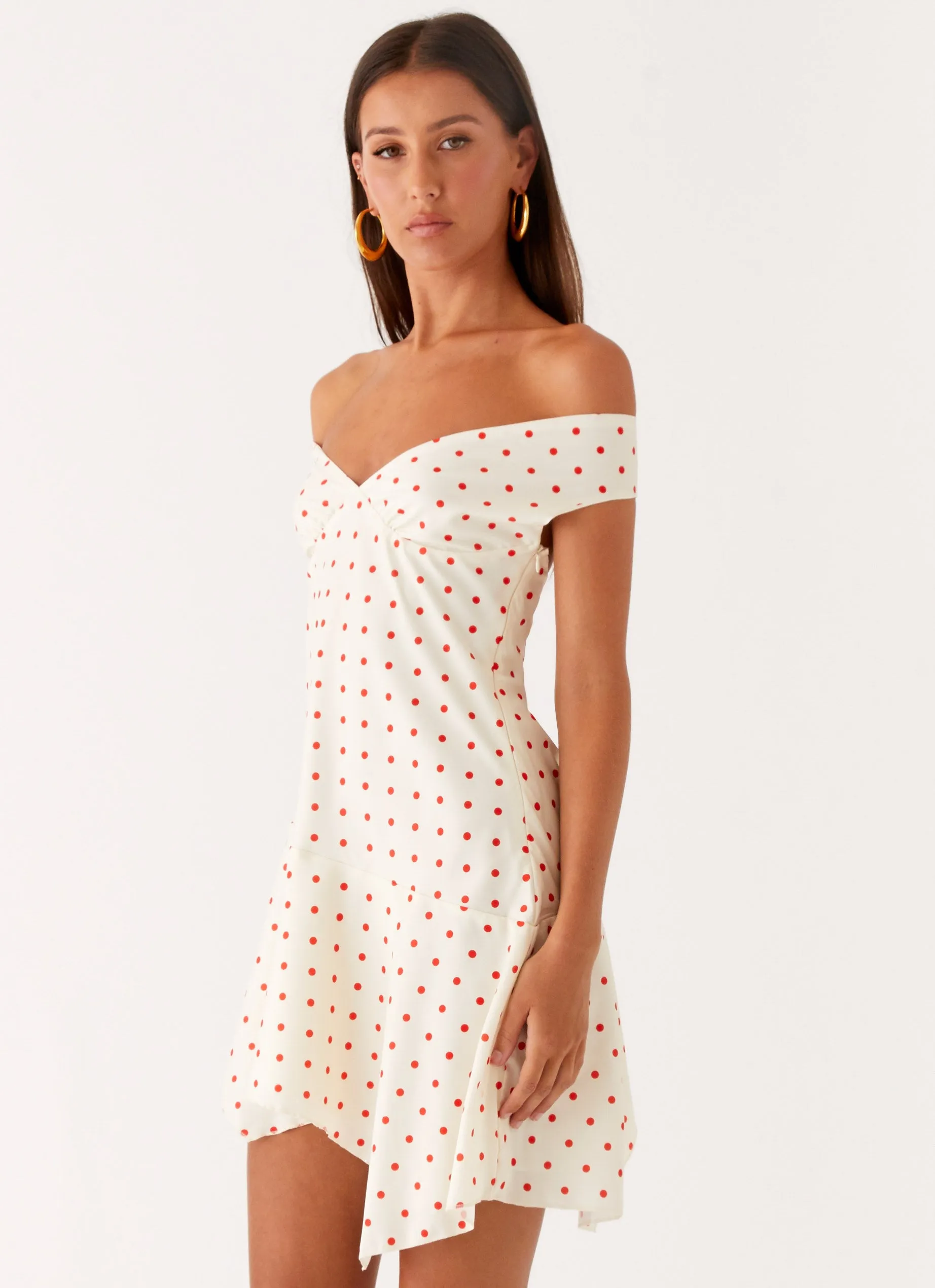 Modern Chic Alma Mini Dress - White Red Polka Dot