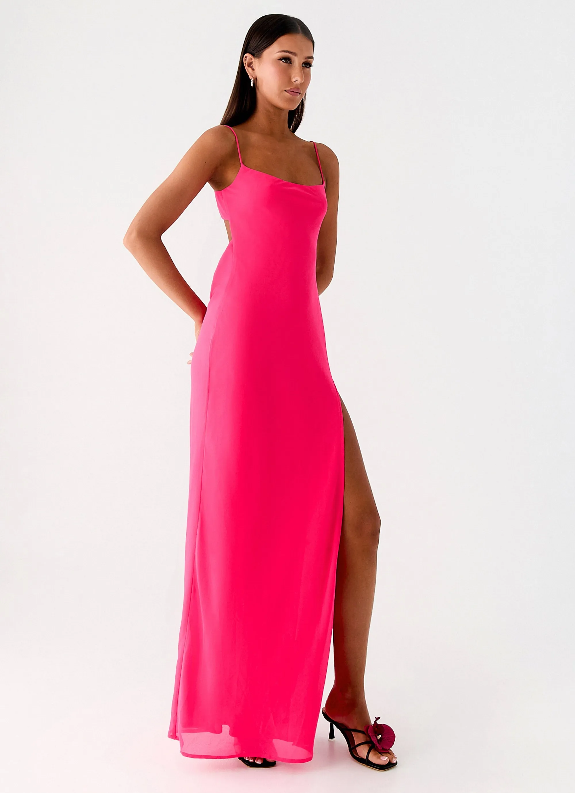 Romantic Soft Body Fit Alouette Maxi Dress - Fuchsia