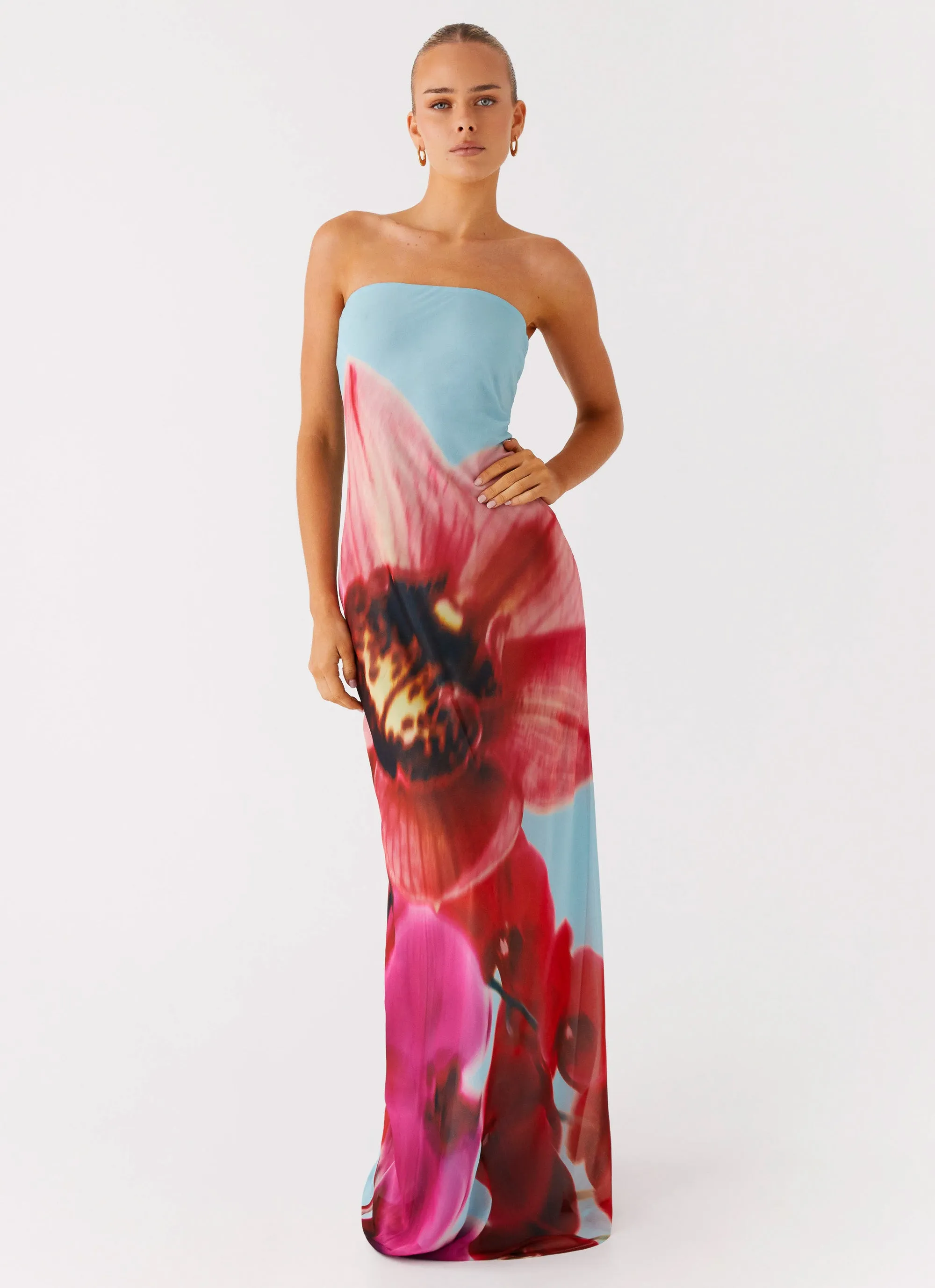 Amelle Maxi Dress - Turquoise Bloom Simplistic Mood Farm Scene