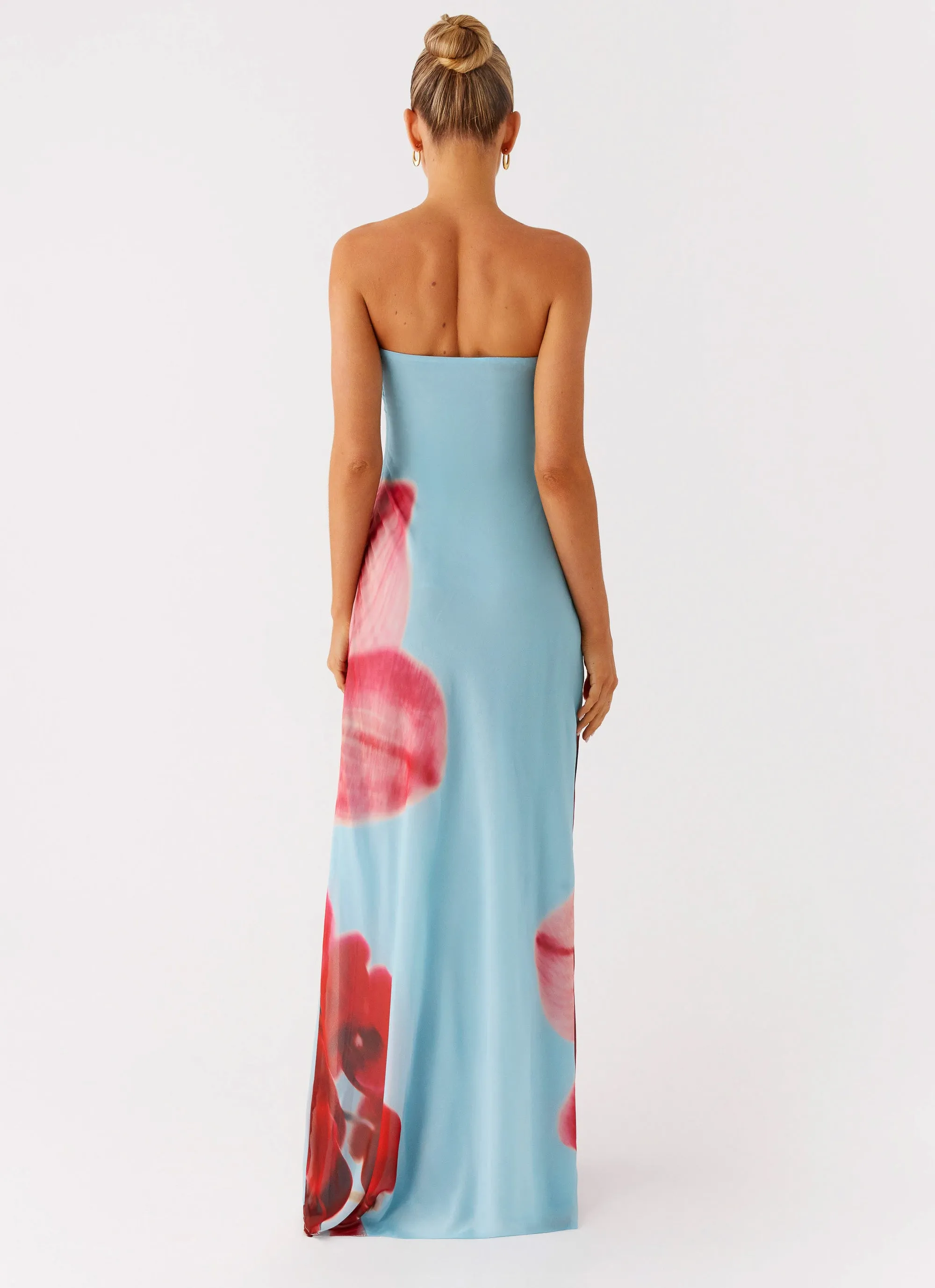 Sustainable-Lining Transitional-Wear Amelle Maxi Dress - Turquoise Bloom
