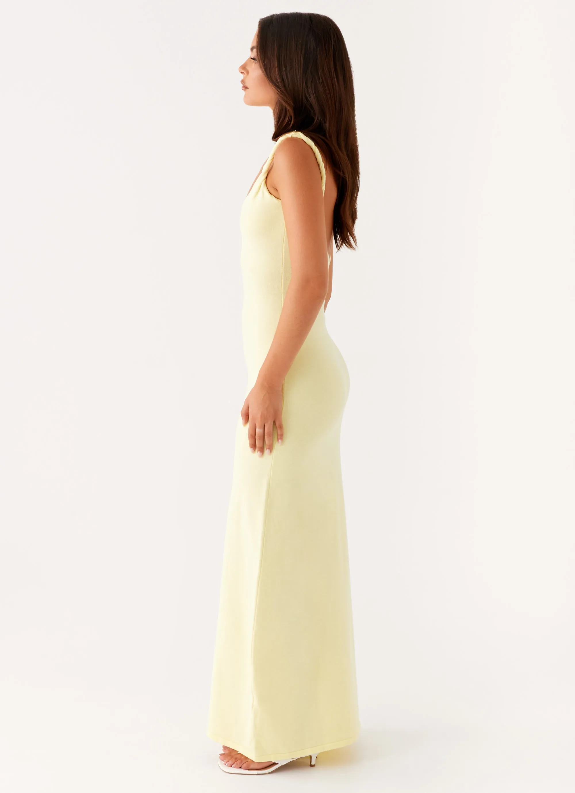 Anastasia Maxi Dress - Yellow Flowy Texture Cool Shape