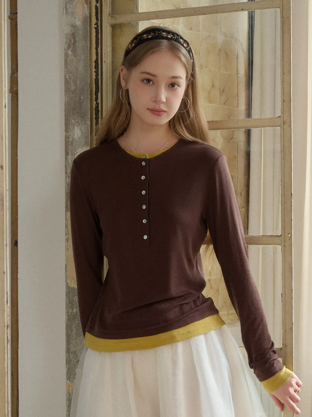 Anaya Round Neck Skin-Friendly Lyocell Merino Top UVProtection Coating Four Way Stretch