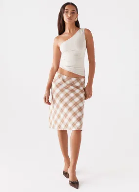 Fashion Detail Wardrobe Hero Andie Midi Skirt - Brown/White Plaid