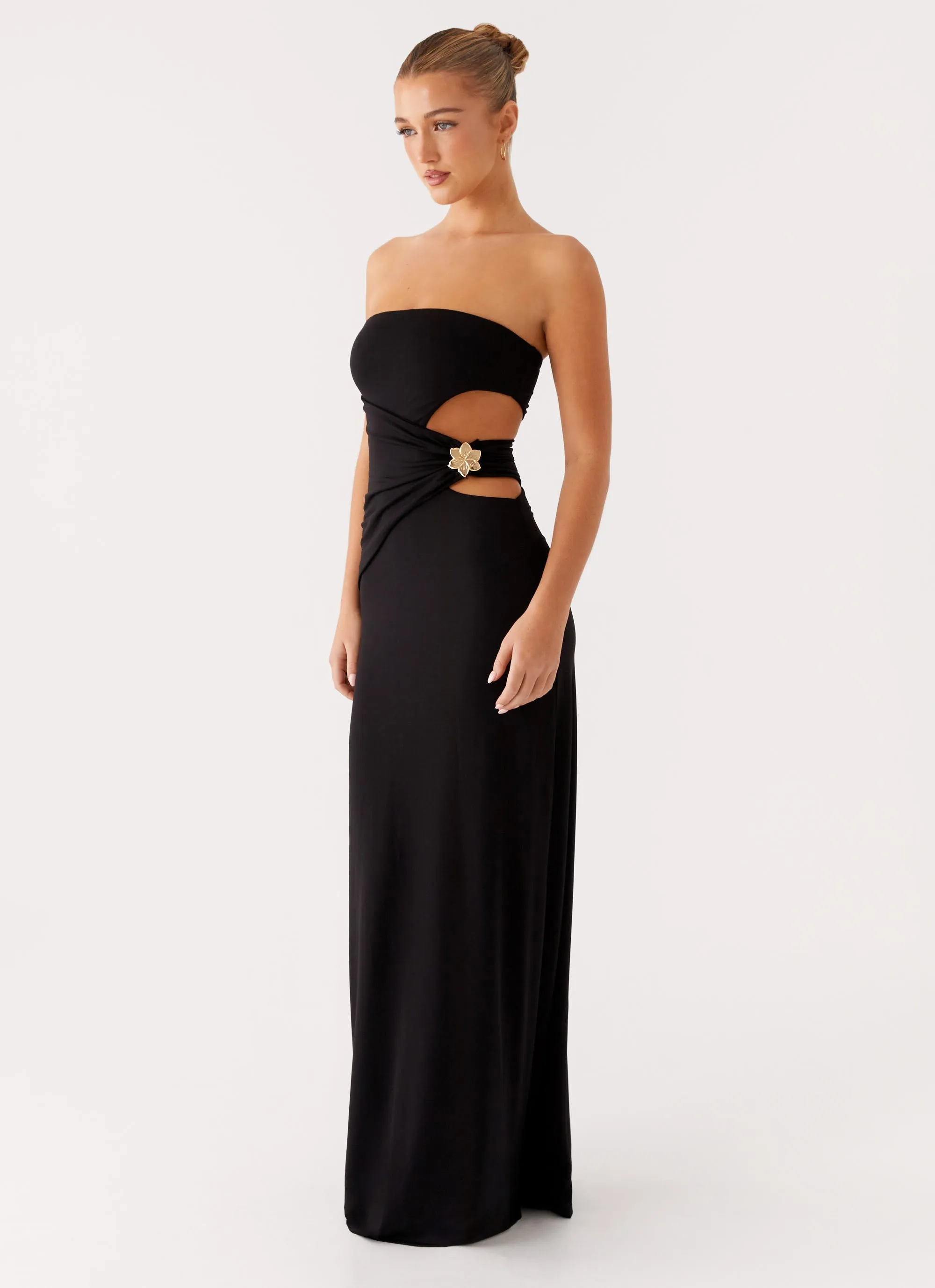 Winter-Season Anetta Maxi Dress - Black