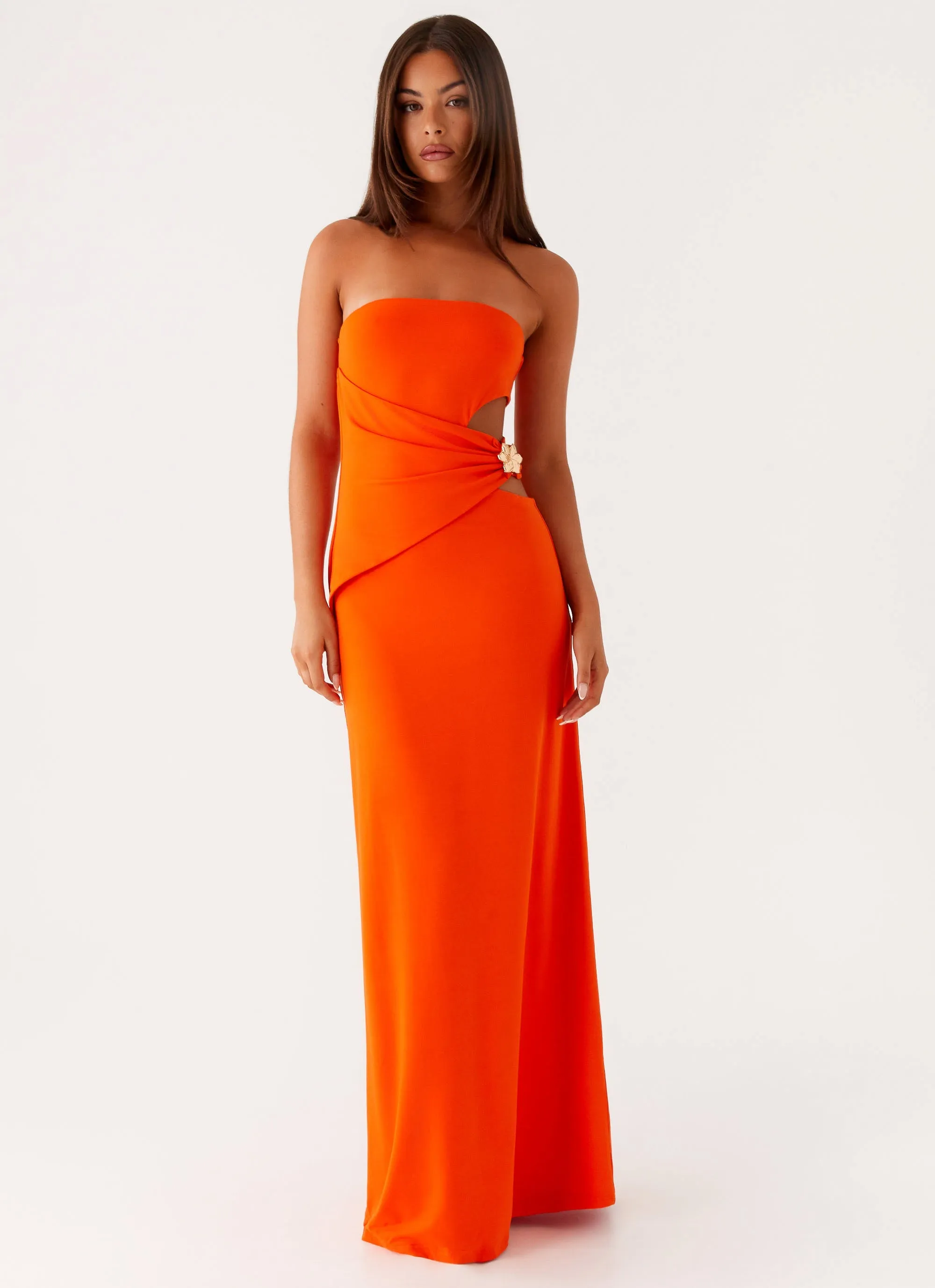 Anetta Maxi Dress - Orange Polished Edge Weekend Favorite