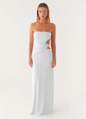 Anetta Maxi Dress - Pale Blue Layered Fit Subtle Texture