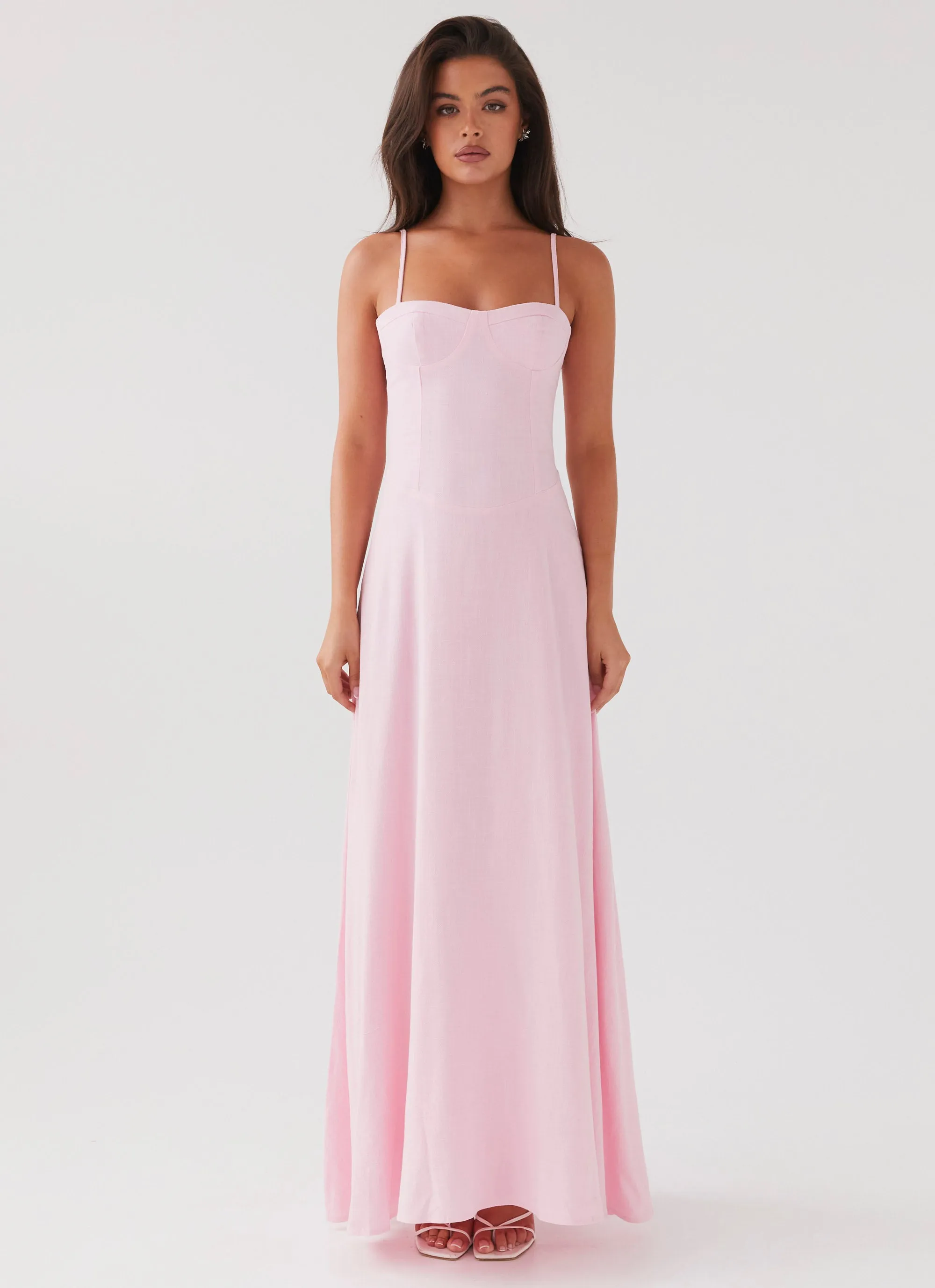 Angelina Linen Maxi Dress - Pink Petal City Rhythm
