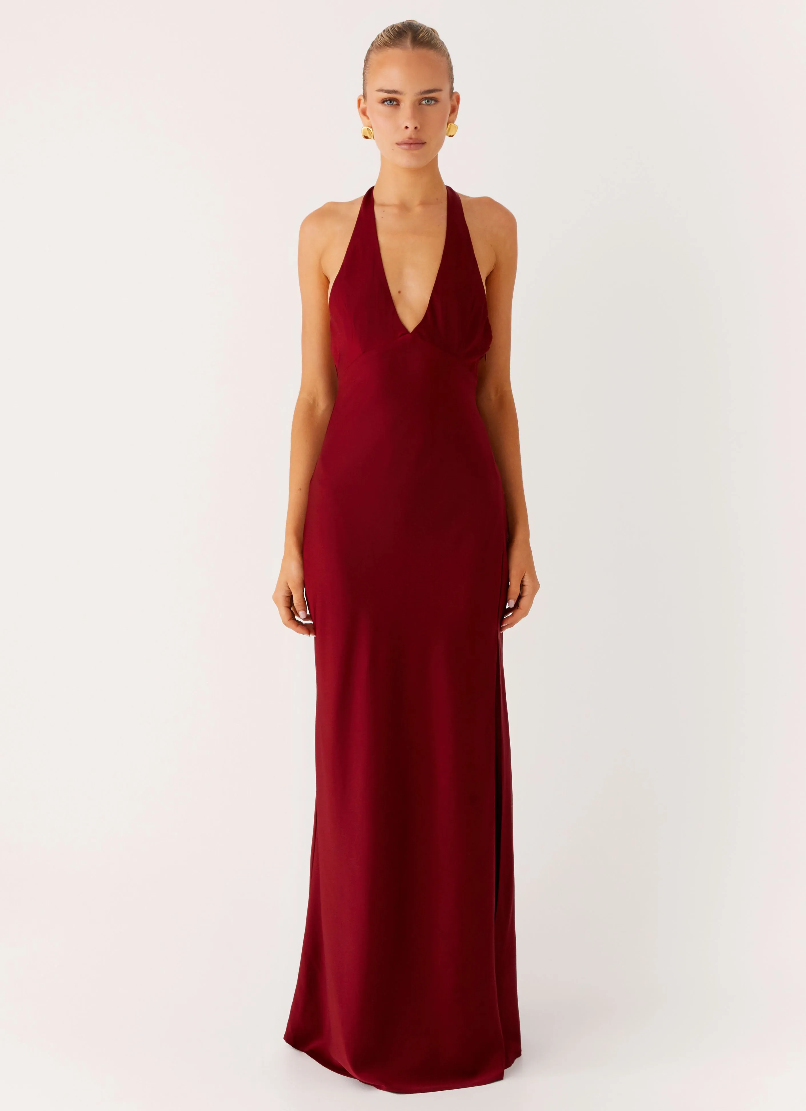 Angie Maxi Dress - Burgundy Classic wrap dress Neutral Form
