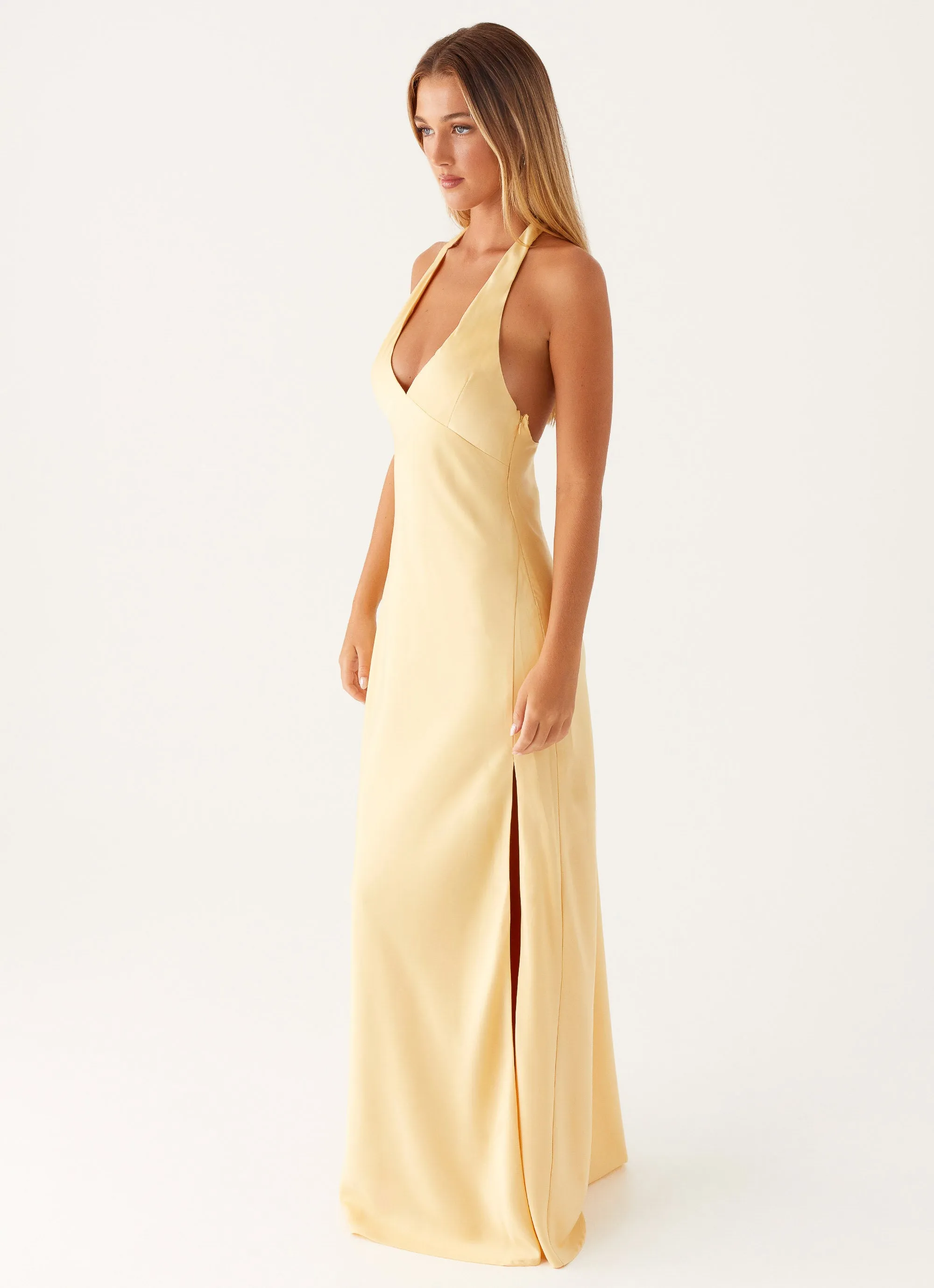 Angie Maxi Dress - Yellow Gloss Accent Floral Swing