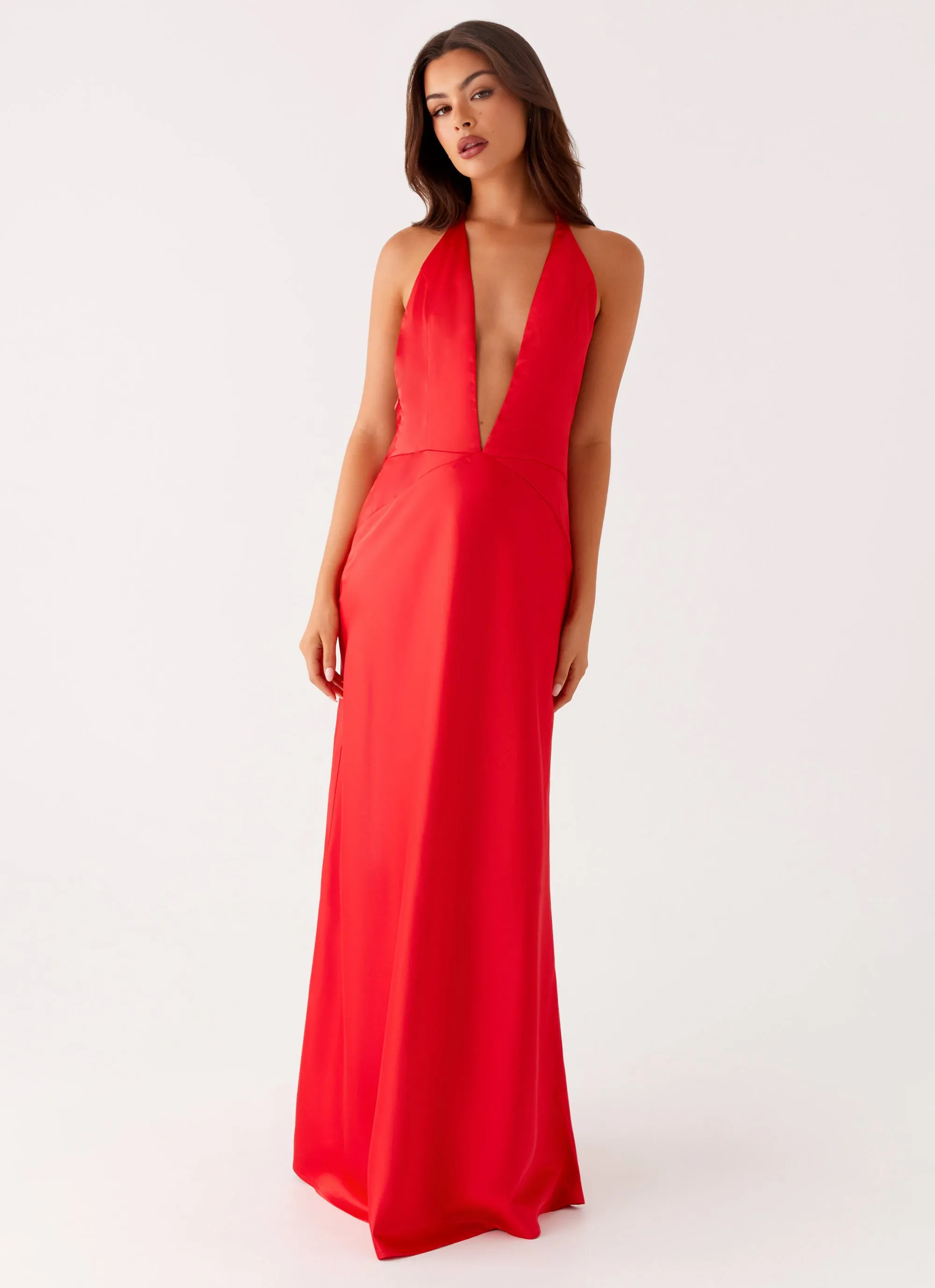 Chilly Weather Layer Heart Glow Idol Maxi Dress - Red