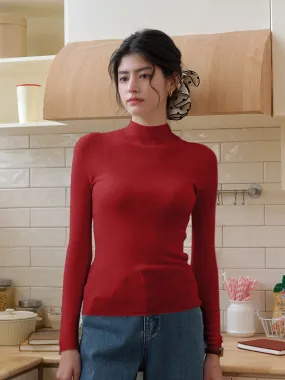 Annalise Mock Neck 100% Merino Wool Sweater Bonded Seam Technique