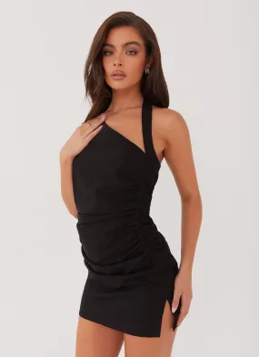 Street Look Annalissa Linen Mini Dress - Black