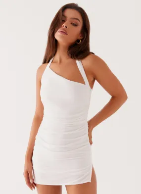 Annalissa Linen Mini Dress - White Fitted Cut Opaque Lining