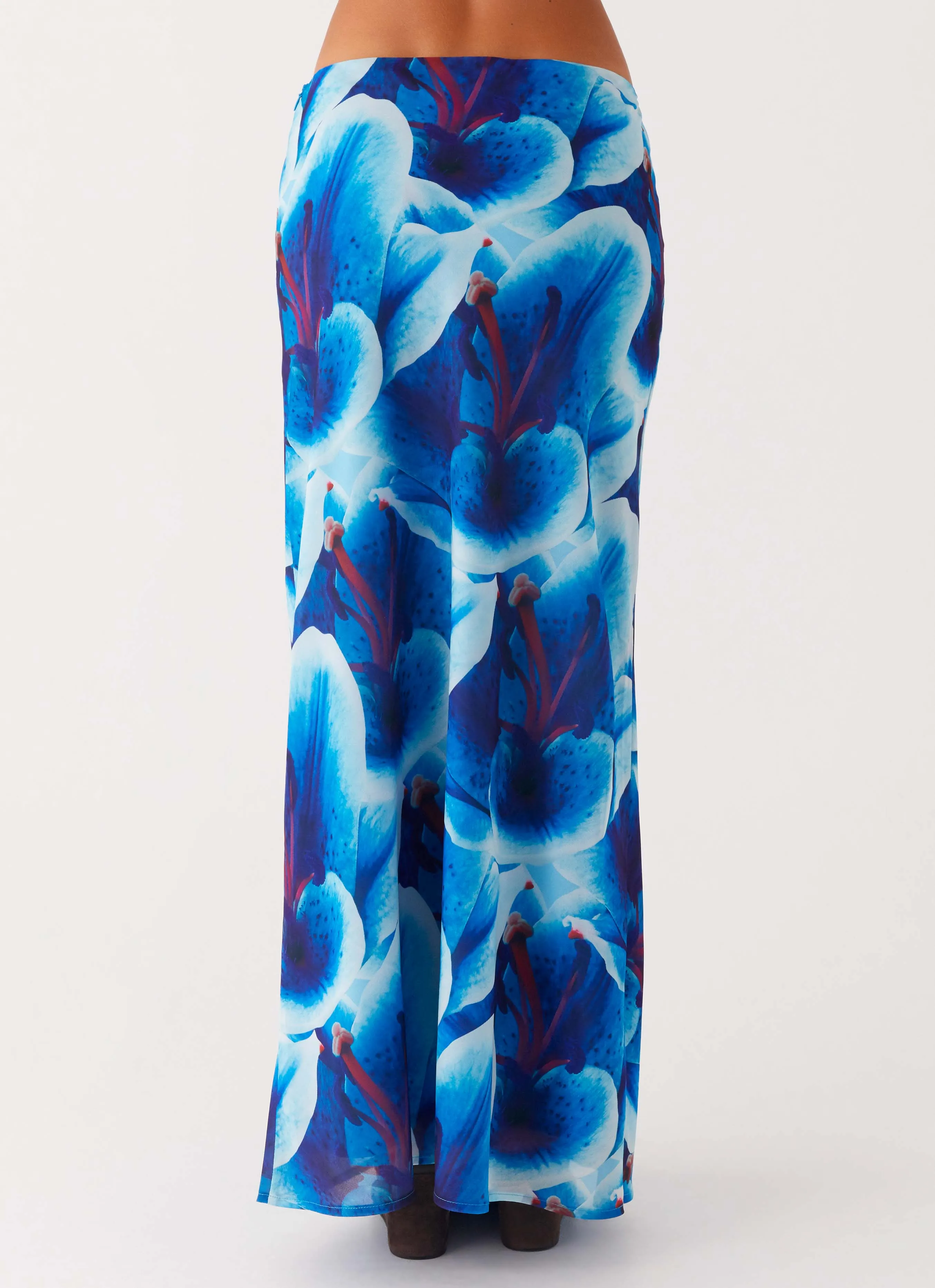 Clean Aesthetic Another Life Chiffon Maxi Skirt - Turquoise Floral