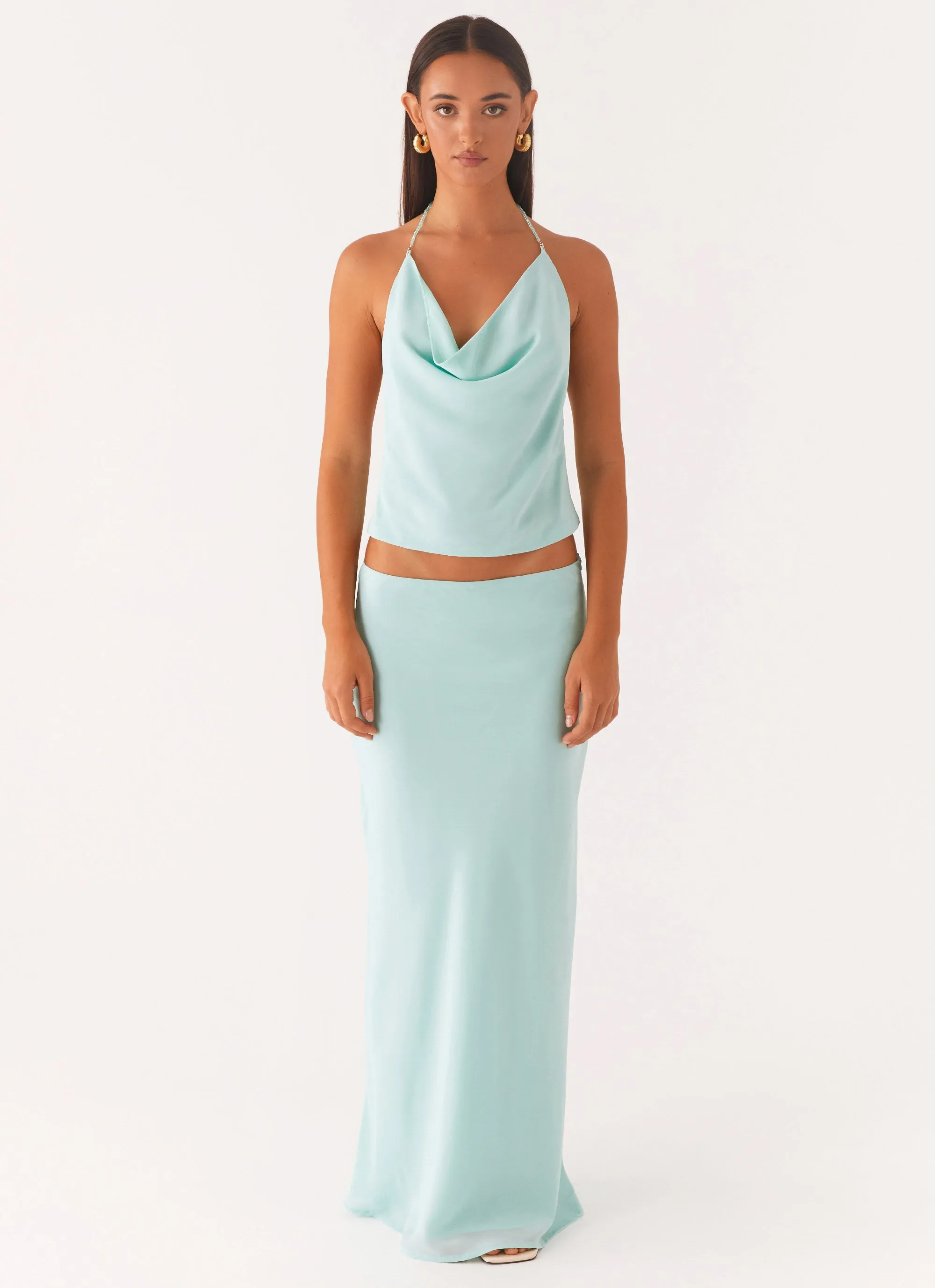 Light material UV protection coating Another Life Halter Top - Pale Blue