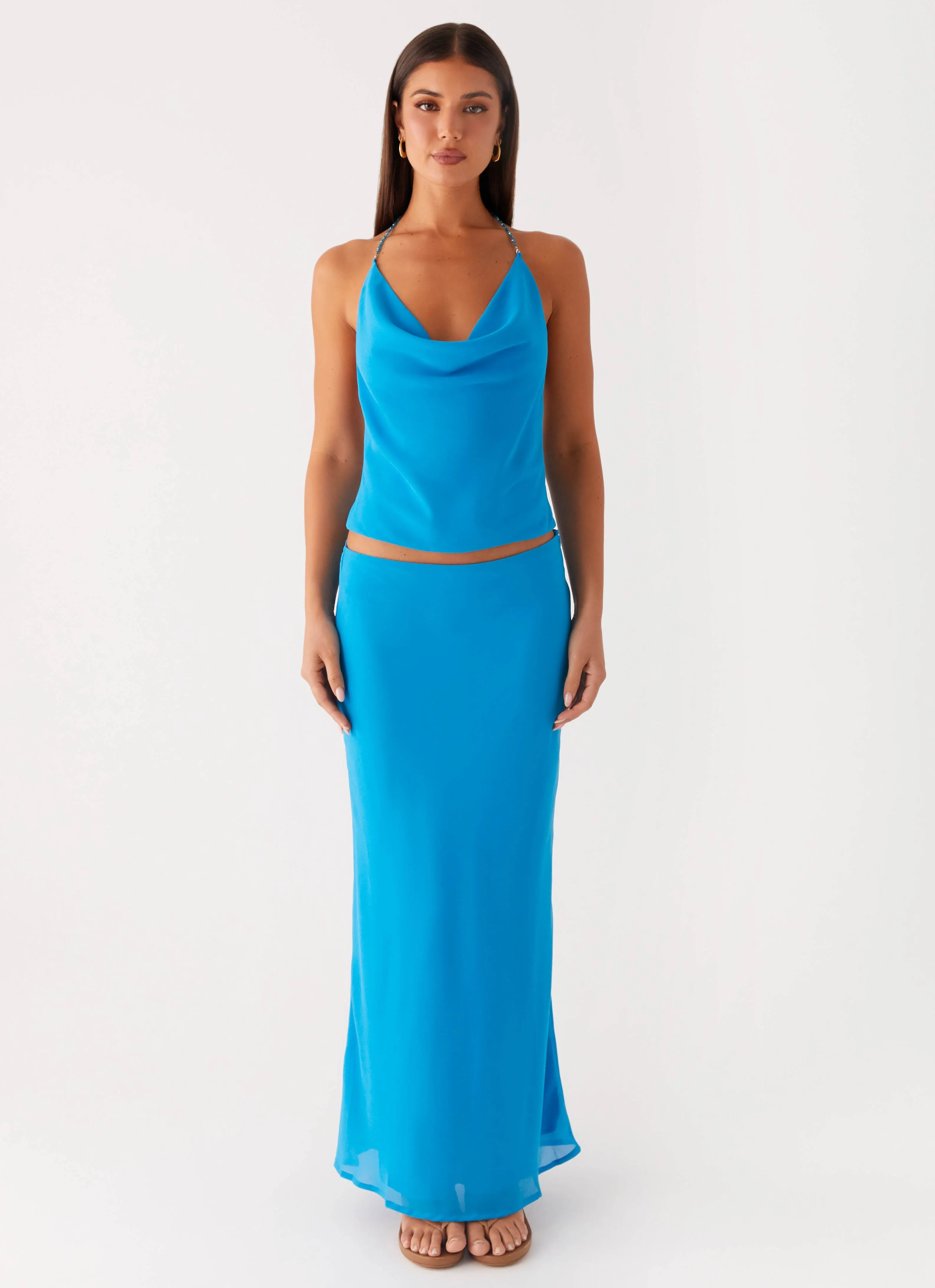 Modern Silhouette Another Life Halter Top - Turquoise