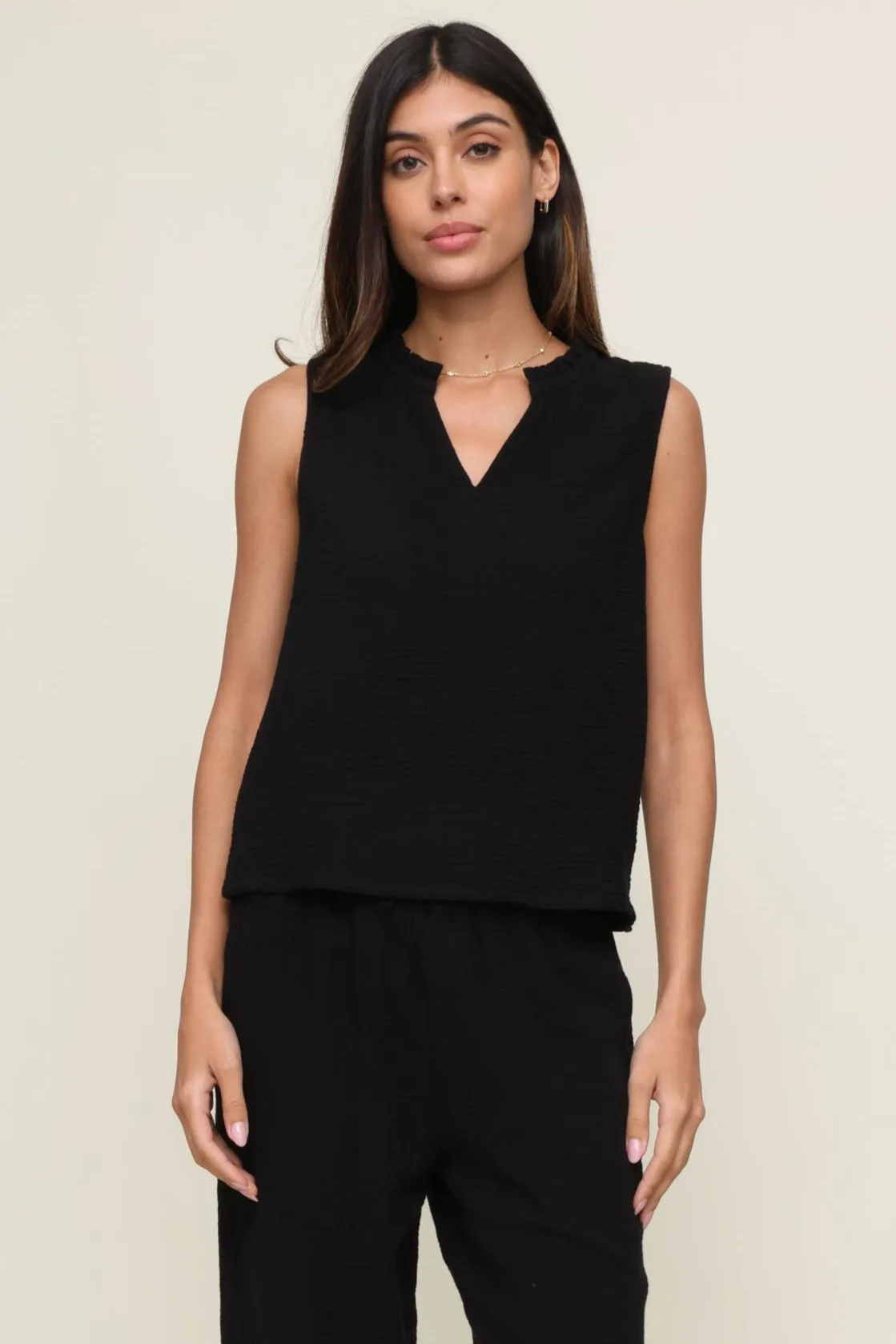 Brushed Microfiber Surface FlexibleCuff Christy Double Gauze Top