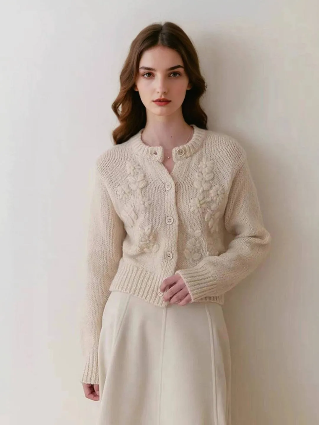 Sporty Style Relaxed Top Armani Round Neck Crochet Sweater