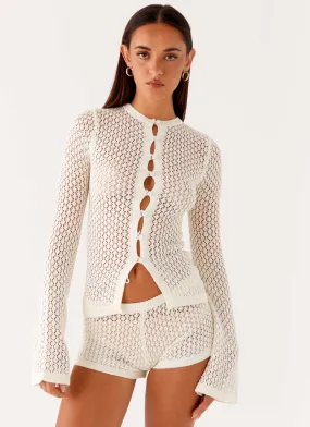 Comfort Stretch Molly Crochet Mini Shorts - Ivory