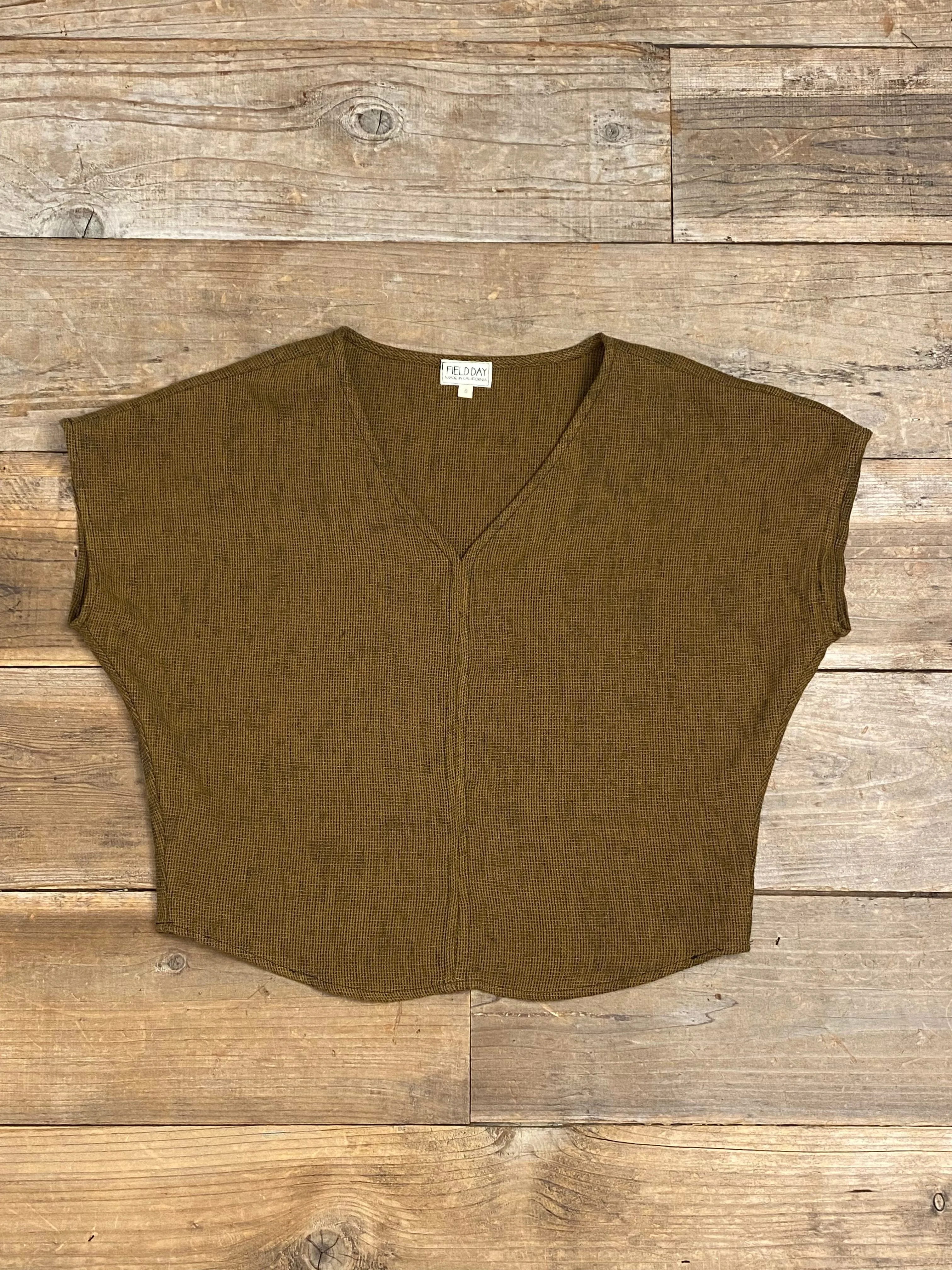 HygienicCoating Tapered Side Panels Dolman Top in Golden Checker