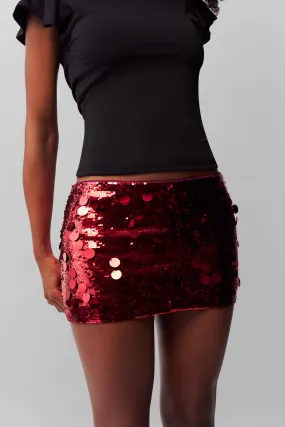 Low Rise Paillette Skirt Invisible Seams Button Details