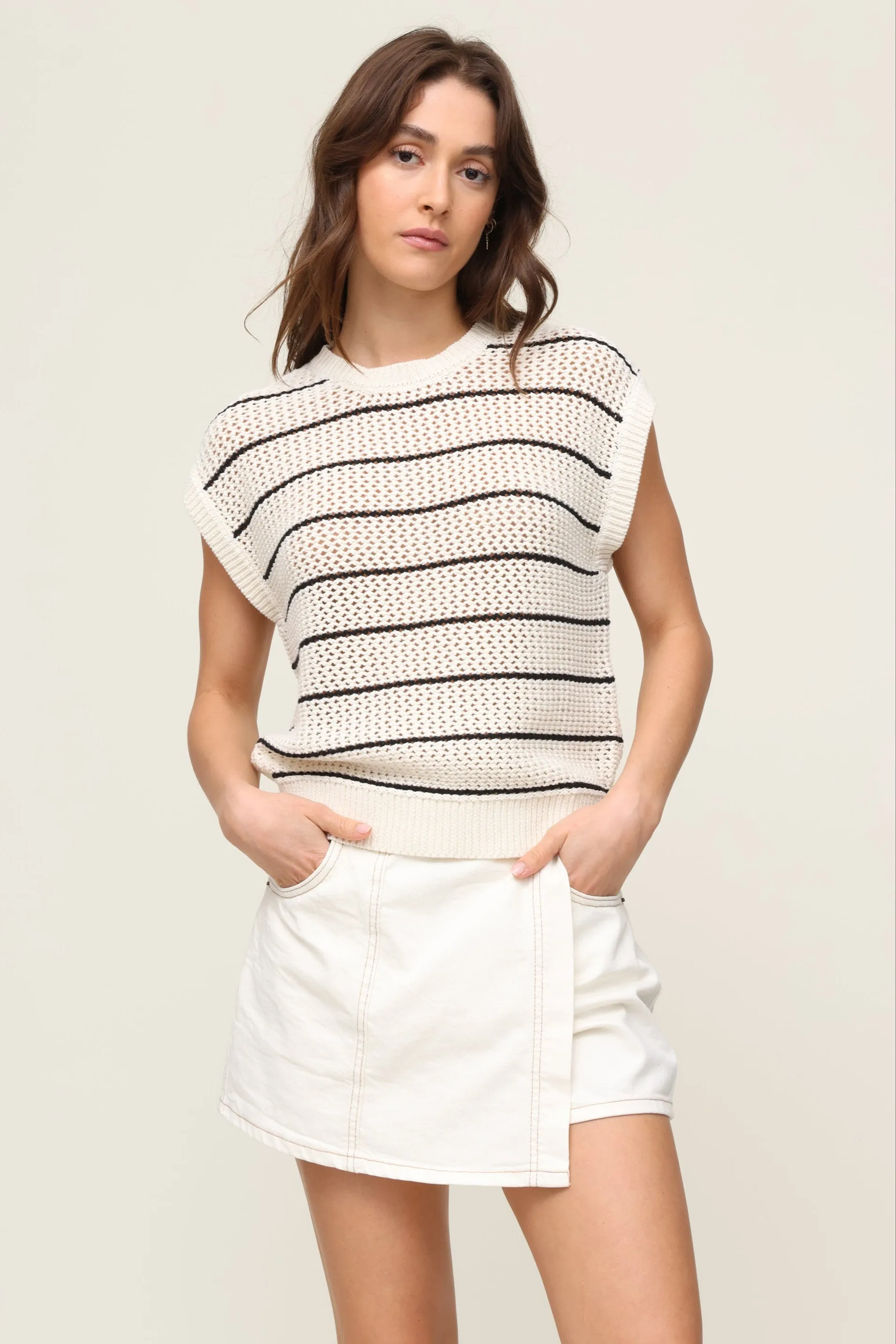 MultiPocket Configuration Sustainable Cotton Ines Stripe Sweater