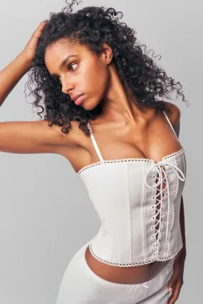Stretch Fit Top Lightweight Weave Cotton Scallop Corset