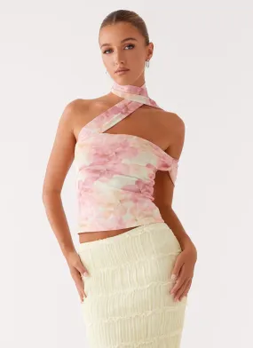 Christal Scarf Top - Floral Print Thermal Regulating Design