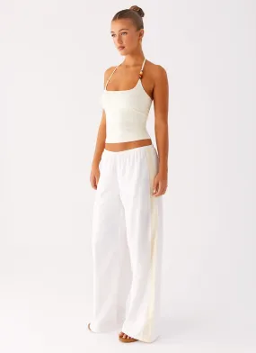 Oska Drawstring Pants - White Office Friendly Everyday Layer