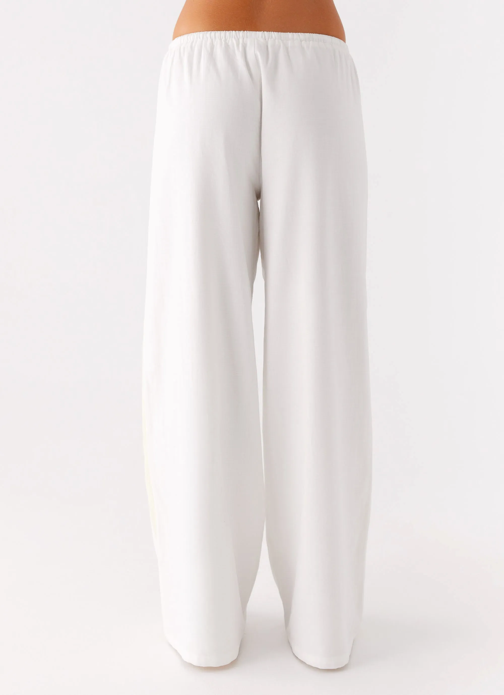 Embroidered Detail Oska Drawstring Pants - White