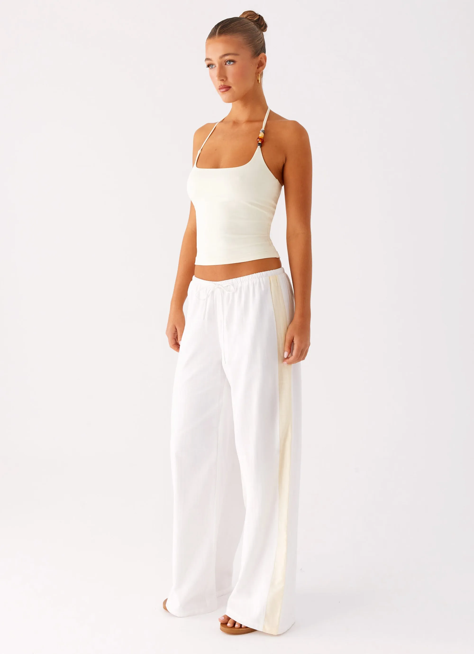 Oska Drawstring Pants - White Office Friendly Everyday Layer