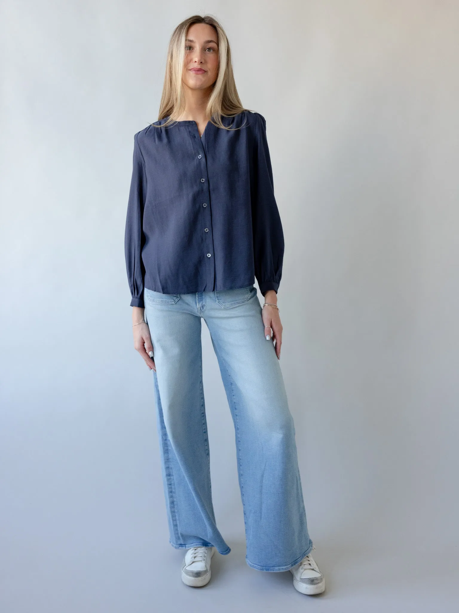 LightReflective Erasable Surface Coating Elsbeth Navy Blouse