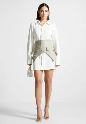 Corset Shirt Dress - White/Beige Formed Look